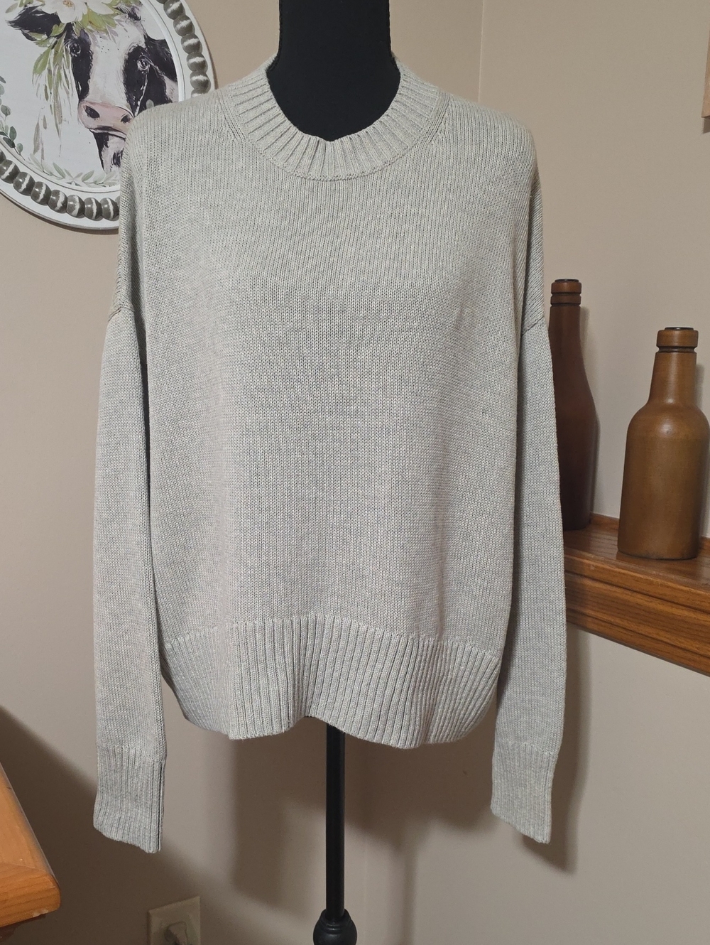 Daily Ritual Light Gray Crewneck Turtleneck Sweater